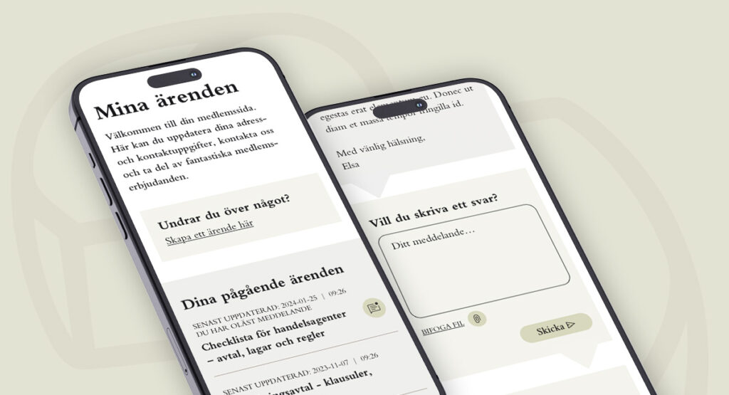 Skärmdumpar på Säljarnas Riksförbunds webbplats Mina Sidor.