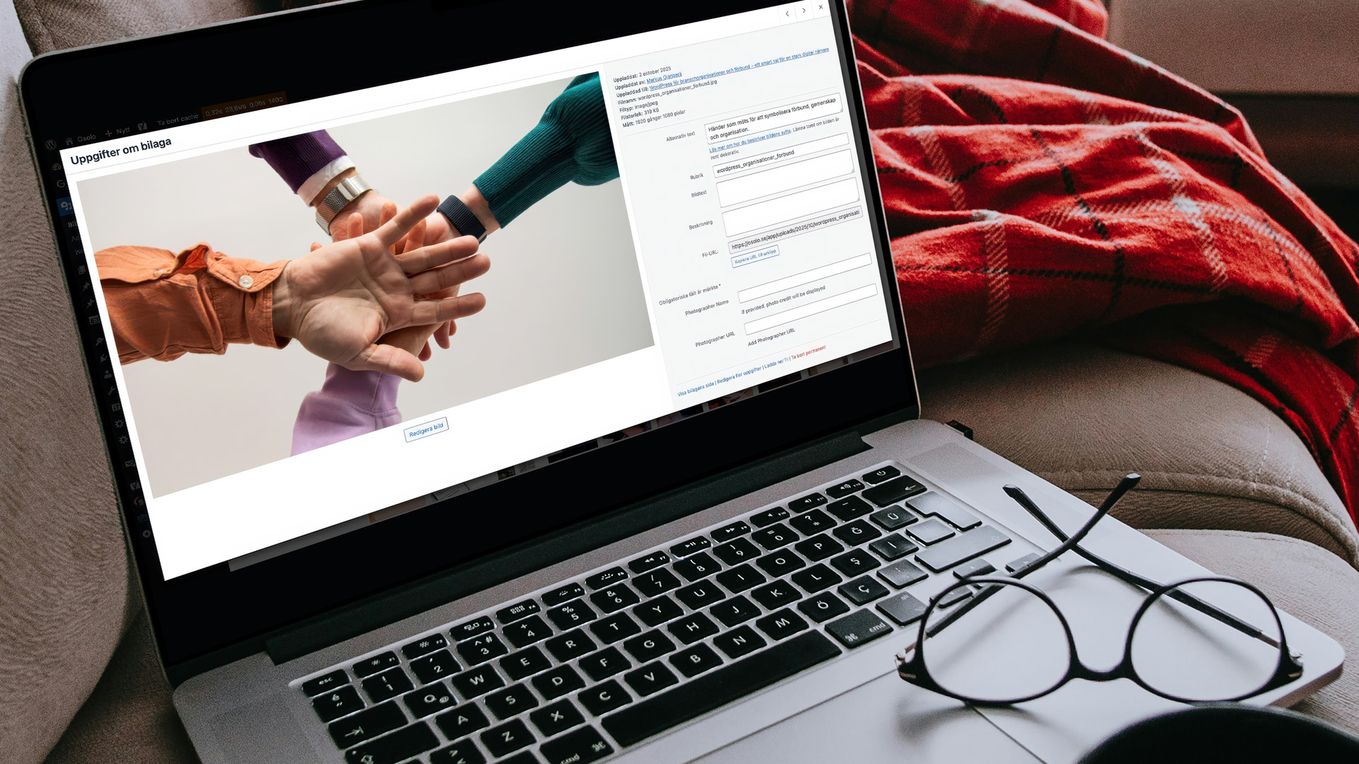 Mediabiblioteket i WordPress.