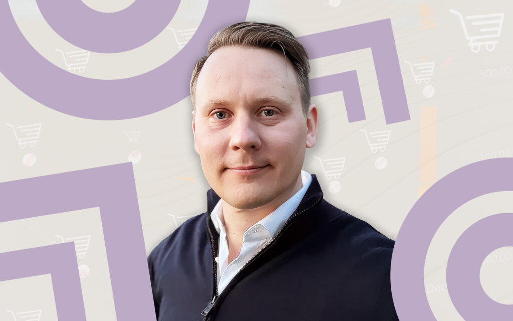 Kollage som symboliserar e-handel.