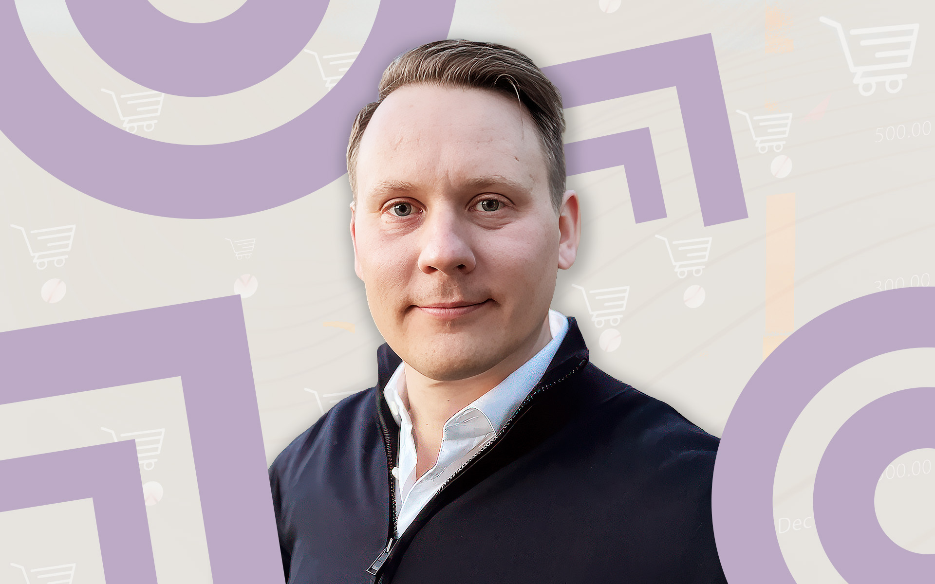 Kollage som symboliserar e-handel.