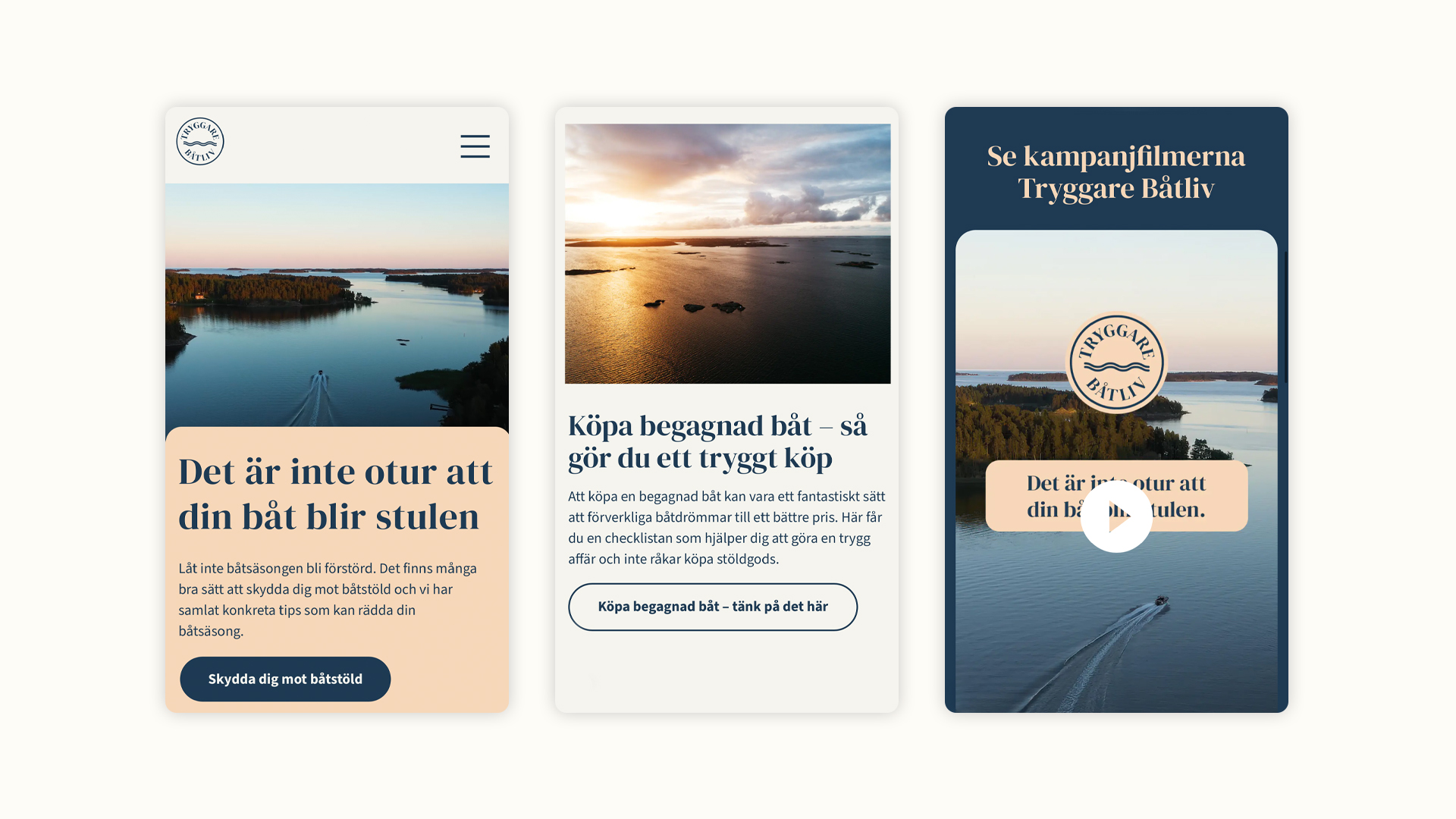 Skärmdumpar som visar kampanjsajten i mobilformat.